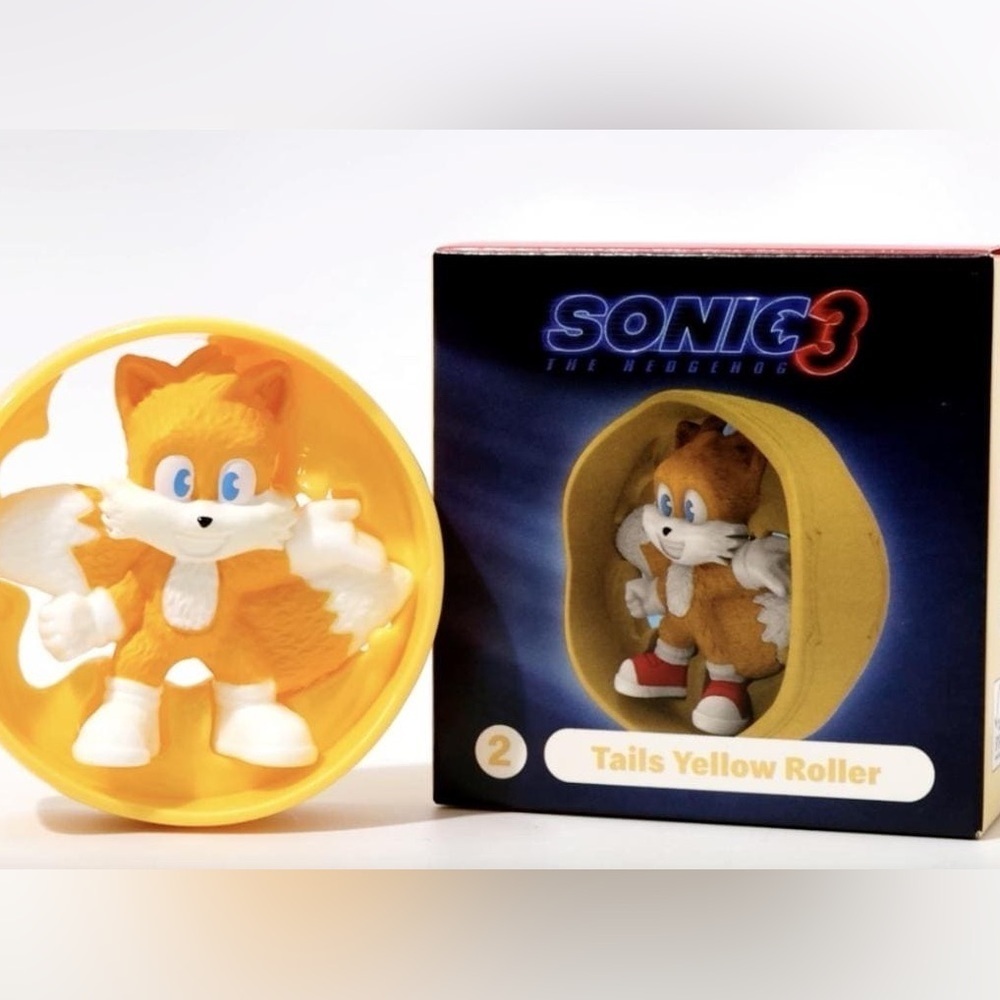 ❤️  NIP Sonic 3 Tails Yellow Roller McDonalds Happy Meal Toy